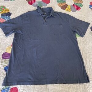 Duluth Trading XL Mens Short Sleeve Polo long tail 100% Cotton blue gray